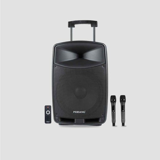 PERSANG Octane 9 (15) 38.10 cms Premium Trolley Speaker | 2X UHF Wireless Mic | Upto 7 Hours Playtime | 100 Watts RMS/1000 PMPO, 38.1 cm Driver, Bluetooth, Aux, USB, SD Card & FM | 1 Year Warranty Persang Karaoke