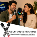 PERSANG Melody Mix 12 Inch Trolley Speaker | Two Wireless Microphone | 320W Peak Power | LED Lights | TWS, USB, Bluetooth | Upto 4 Hrs Battery | Recording & Mic Controls