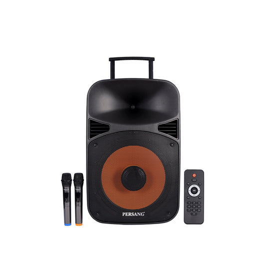 Persang Octane 9 (15) 38.1 Singing Trolley Bluetooth Speaker with 2X UHF Mic & Remote, 400 watts peak power, Upto 4 Hrs Playtime,FM,Bluetooth, USB/SD Card/AUX | EQ Modes & Reactive RGB Lights Persang Karaoke