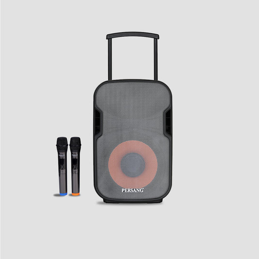 Persang Octane 9 N (15) 38.1 Singing Trolley Bluetooth Speaker with 2X UHF Mic & Remote, 50 Watts RMS / 500 PMPO, Upto 4 Hrs Playtime,FM,Bluetooth, USB/SD Card/AUX | EQ Modes & Reactive RGB Lights Persang Karaoke