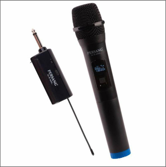 PERSANG UHF Wireless Microphone with Upto 7 Hours Playtime - Auto Connect Recharageable 100ft Rage Receiver, 1/4 Audio Connector Jack, Light Weight Mic for Karaoke, Sound Mixer, PA & Car Audio Persang Karaoke