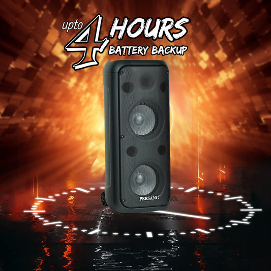 PERSANG Onyx 8 Tower Speaker | 50 Watt RMS/500 PMPO with (20.32 cm) Dual Woofers | Mono Bluetooth Speaker |Upto 4 Hours Play Time with Type C Charging,Multi-Connectivity Party Truly Wireless Speakers Persang Karaoke