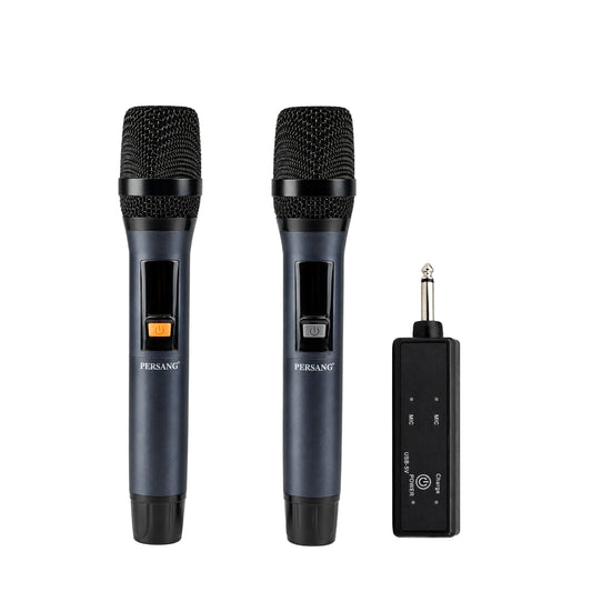 PERSANG Octane 9 Premium UHF Wireless Microphones, Dual Handheld Cordless Microphone System with Type-C Rechargeable Battery, Plug & Play Receiver for Karaoke, Singing, Stage, Events & PA Systems