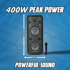 PERSANG Onyx 8 Tower Speaker | 400 watts peak power with (20.32 cm) Dual Woofers | Mono Bluetooth Speaker |Upto 4 Hours Play Time with Type C Charging,Multi-Connectivity Party Truly Wireless Speakers