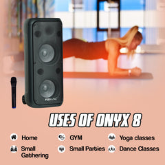 PERSANG Onyx 8 Tower Speaker | 400 watts peak power with (20.32 cm) Dual Woofers | Mono Bluetooth Speaker |Upto 4 Hours Play Time with Type C Charging,Multi-Connectivity Party Truly Wireless Speakers