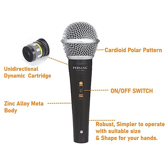 RM-580 Professional Vocal MicrophonePersang Rm-580 Professional Vocal Wired Microphone | Wired Handheld Mic With On And Off Switch | Xlr Dynamic Mic (Wired Microphone)