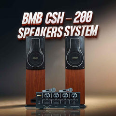 BMB Adavance 150+150W RMS Dynamic Stereo Speakers with 2 Dynamic Mic, Paper Cone 20CM Wooden Woofers, 3 Equalizer Bands, 8 ohms, Multi-Connectivity Home Theater Compatible with LED/LCD TVs