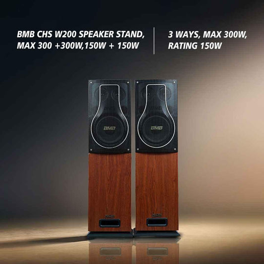 BMB Advance 150+150W RMS Dynamic Stereo Speakers with 2 Dynamic Mic, Paper Cone 20CM Wooden Woofers, 3 Equalizer Bands, 8 ohms, Multi-Connectivity Home Theater Compatible with LED/LCD TVs Persang Karaoke
