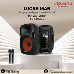 PERSANG Lucas 150W RMS PA Speaker with Bass 38.1CM Woofer, Vocal Recording, with Multi-Connectivity Bluetooth, SD Card,USB | Support Computer, LED TV, Mobile, Laptop