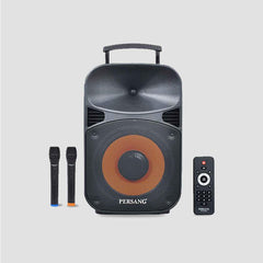 Persang Octane 9 (15) 38.1 Karaoke Trolley Bluetooth Speaker with 2X UHF Mic & Remote, 50 Watts RMS / 500 PMPO, Upto 4 Hrs Playtime,FM,Bluetooth, USB/SD Card/AUX | EQ Modes & Reactive RGB Lights