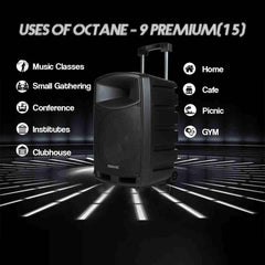 PERSANG Octane 9 (15) 38.10 cms Premium Trolley Speaker | 2X UHF Wireless Mic | Upto 7 Hours Playtime | 100 Watts RMS/1000 PMPO, 38.1 cm Driver, Bluetooth, Aux, USB, SD Card & FM | 1 Year Warranty