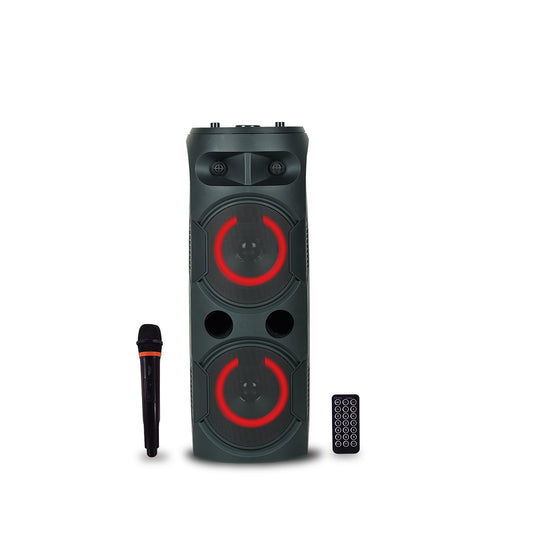 PERSANG Onyx Sound Party Speaker with wireles microphone , 320 watts peak with Dual Bass 16.51 CM Drivers, 4 Hours Playtime, with Dynamic Light, Bluetooth 5.1, SD Card, USB, AUX & TWS Options Connectivity