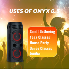 PERSANG Onyx Sound Party Speaker with wireles microphone , 320 watts peak with Dual Bass 16.51 CM Drivers, 4 Hours Playtime, with Dynamic Light, Bluetooth 5.1, SD Card, USB, AUX & TWS Options Connectivity