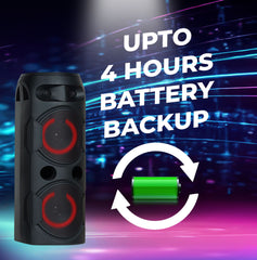 PERSANG Onyx Sound Party Speaker with wireles microphone , 320 watts peak with Dual Bass 16.51 CM Drivers, 4 Hours Playtime, with Dynamic Light, Bluetooth 5.1, SD Card, USB, AUX & TWS Options Connectivity