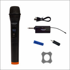 PERSANG UHF Wireless Microphone with Upto 7 Hours Playtime - Auto Connect Recharageable 100ft Rage Receiver, 1/4 Audio Connector Jack, Light Weight Mic for Karaoke, Sound Mixer, PA & Car Audio