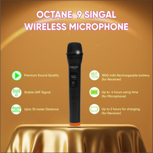 PERSANG UHF Wireless Microphone with Upto 7 Hours Playtime - Auto Connect Recharageable 100ft Rage Receiver, 1/4 Audio Connector Jack, Light Weight Mic for Karaoke, Sound Mixer, PA & Car Audio Persang Karaoke