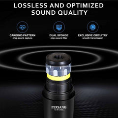 PERSANG UHF Wireless Microphone with Upto 7 Hours Playtime - Auto Connect Recharageable 100ft Rage Receiver, 1/4 Audio Connector Jack, Light Weight Mic for Karaoke, Sound Mixer, PA & Car Audio