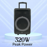 PERSANG Melody Mix 12 Inch Trolley Speaker | Two Wireless Microphone | 320W Peak Power | LED Lights | TWS, USB, Bluetooth | Upto 4 Hrs Battery | Recording & Mic Controls