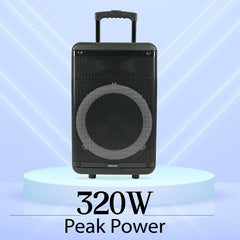 PERSANG Melody Mix 12 Inch Trolley Speaker | Two Wireless Microphone | 320W Peak Power | LED Lights | TWS, USB, Bluetooth | Upto 4 Hrs Battery | Recording & Mic Controls