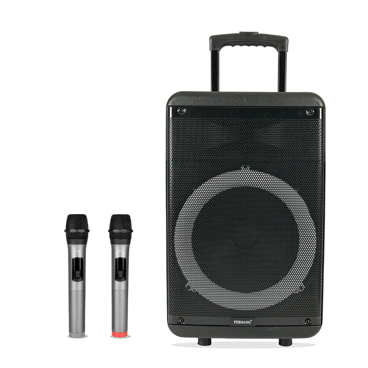 PERSANG Melody Mix 12 Inch Trolley Speaker | Two Wireless Microphone | 320W Peak Power | LED Lights | TWS, USB, Bluetooth | Upto 4 Hrs Battery | Recording & Mic Controls