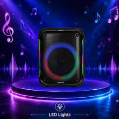 Persang Lyrics Lounge Portable Bluetooth Karaoke Party Speaker with 2 Wireless Mics, 280W Peak Power, LED Lights, USB, & TWS Pairing