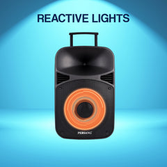 Persang Octane 9 V1 (15) 38.1 Singing Trolley Bluetooth Speaker with 2X UHF Mic & Remote, 400 watts peak power, Upto 4 Hrs Playtime,FM,Bluetooth, USB/SD Card/AUX | EQ Modes & Reactive RGB Lights