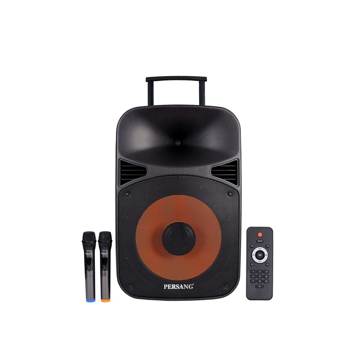 Persang Octane 9 V1 (15) 38.1 Singing Trolley Bluetooth Speaker with 2X UHF Mic & Remote, 400 watts peak power, Upto 4 Hrs Playtime,FM,Bluetooth, USB/SD Card/AUX | EQ Modes & Reactive RGB Lights
