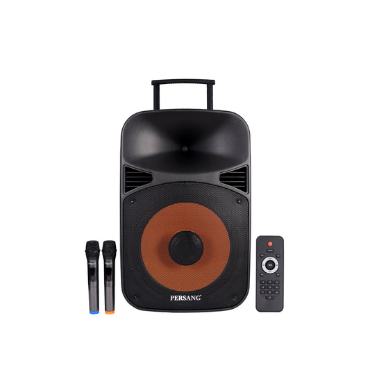 Persang Octane 9 (15) 38.1 Singing Trolley Bluetooth Speaker with 2X UHF Mic & Remote, 400 watts peak power, Upto 4 Hrs Playtime,FM,Bluetooth, USB/SD Card/AUX | EQ Modes & Reactive RGB Lights