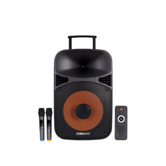 Persang Octane 9 V1 (15) 38.1 Singing Trolley Bluetooth Speaker with 2X UHF Mic & Remote, 400 watts peak power, Upto 4 Hrs Playtime,FM,Bluetooth, USB/SD Card/AUX | EQ Modes & Reactive RGB Lights