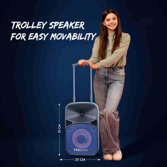 Persang Octane 9(8) Trolley Speaker 30 Watts RMS with UHF Wireless Mic, Upto 4 Hrs Playtime Supports Guitar | 20.32 CM Woofers with Remote Controls for Mic, AUX Connectivity | 1 Year Warranty