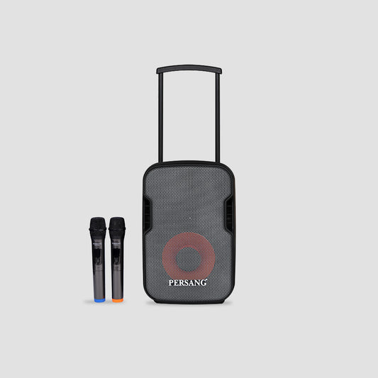 Persang Octane 9(8) Singing Trolley Speaker 30 Watts RMS with 2 UHF Wireless Mic, Upto 3 Hrs Playtime Supports Guitar | 20.32 CM Woofers with Remote Controls for Mic, AUX Connectivity | 1 Year Warranty