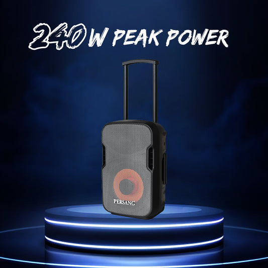 Persang Octane 9(8) Singing Trolley Speaker 30 Watts RMS with 2 UHF Wireless Mic, Upto 3 Hrs Playtime Supports Guitar | 20.32 CM Woofers with Remote Controls for Mic, AUX Connectivity | 1 Year Warranty