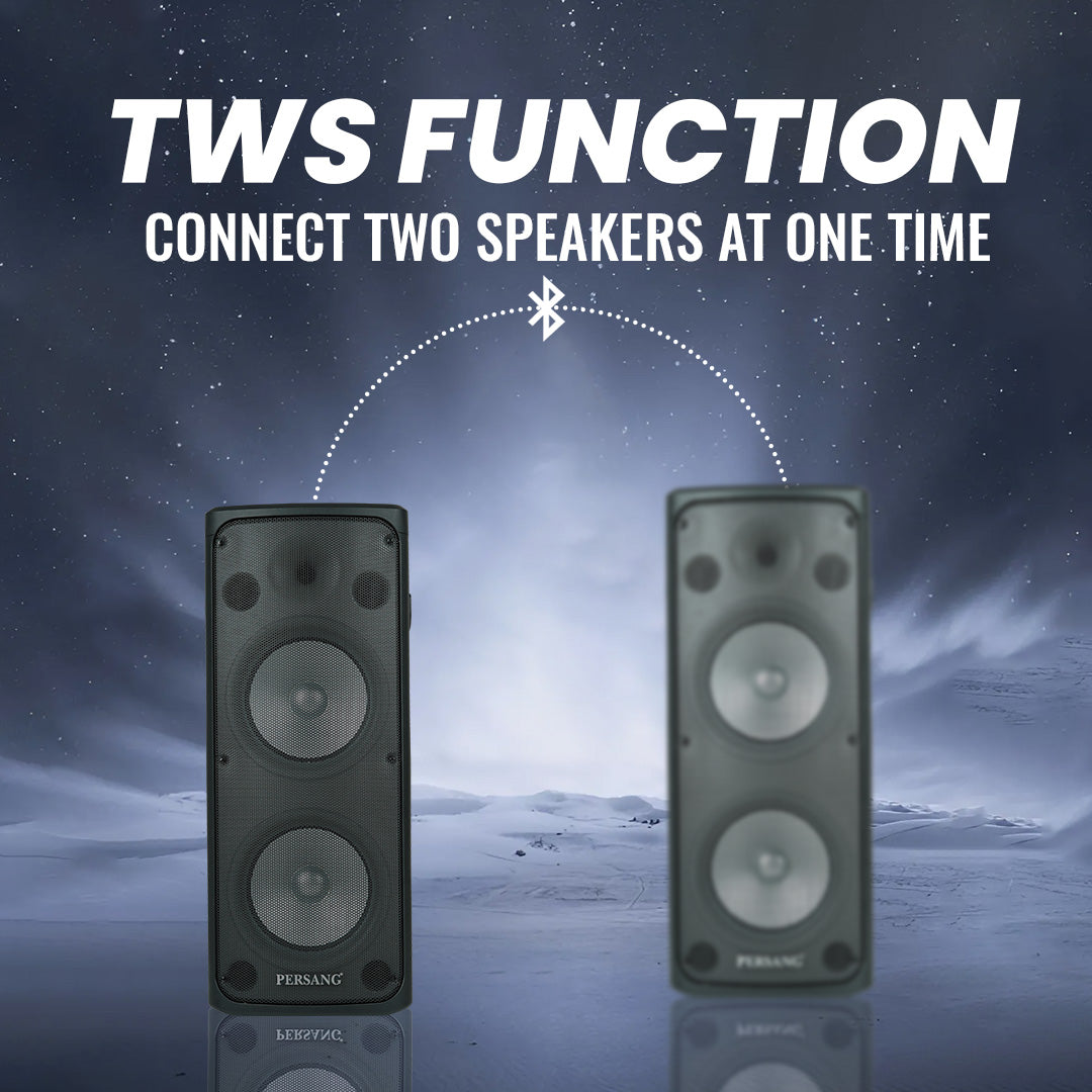 PERSANG Onyx 10 Tower Speaker | 60 Watts RMS / 600 PMPO Speakers with (25.4 cm) Dual Woofers | Mono Bluetooth Speaker | Upto 4 Hrs Playback Time with Type C Charging,Multi-Connectivity Party Speakers Persang Karaoke