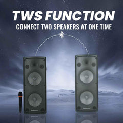 PERSANG Onyx 10 Tower Speaker | 60 Watts RMS / 600 PMPO Speakers with (25.4 cm) Dual Woofers | Mono Bluetooth Speaker | Upto 4 Hrs Playback Time with Type C Charging,Multi-Connectivity Party Speakers