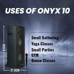 PERSANG Onyx 10 Tower Speaker | 60 Watts RMS / 600 PMPO Speakers with (25.4 cm) Dual Woofers | Mono Bluetooth Speaker | Upto 4 Hrs Playback Time with Type C Charging,Multi-Connectivity Party Speakers