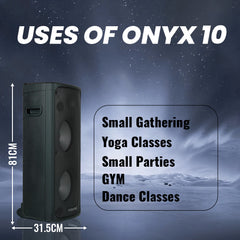 PERSANG Onyx 10 Tower Speaker | 60 Watts RMS / 600 PMPO Speakers with (25.4 cm) Dual Woofers | Mono Bluetooth Speaker | Upto 4 Hrs Playback Time with Type C Charging,Multi-Connectivity Party Speakers Persang Karaoke