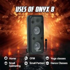 PERSANG Onyx 8 Tower Speaker With microphone | 50 Watt RMS/500 PMPO with (20.32 cm) Dual Woofers | Mono Bluetooth Speaker |Upto 4 Hours Play Time with Type C Charging,Multi-Connectivity Party Truly Wireless Speakers