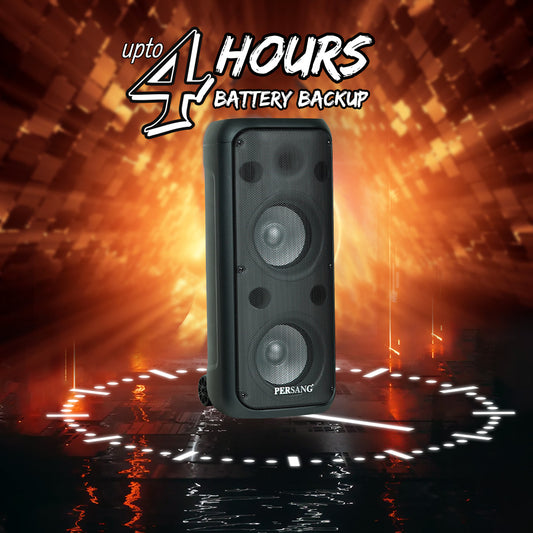 PERSANG Onyx 8 Tower Speaker | 50 Watt RMS/500 PMPO with (20.32 cm) Dual Woofers | Mono Bluetooth Speaker |Upto 4 Hours Play Time with Type C Charging,Multi-Connectivity Party Truly Wireless Speakers