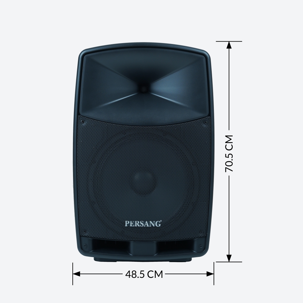 100W 15 inch Bluetooth Trolley Speaker has 70.5CM height and 48.5CM width.